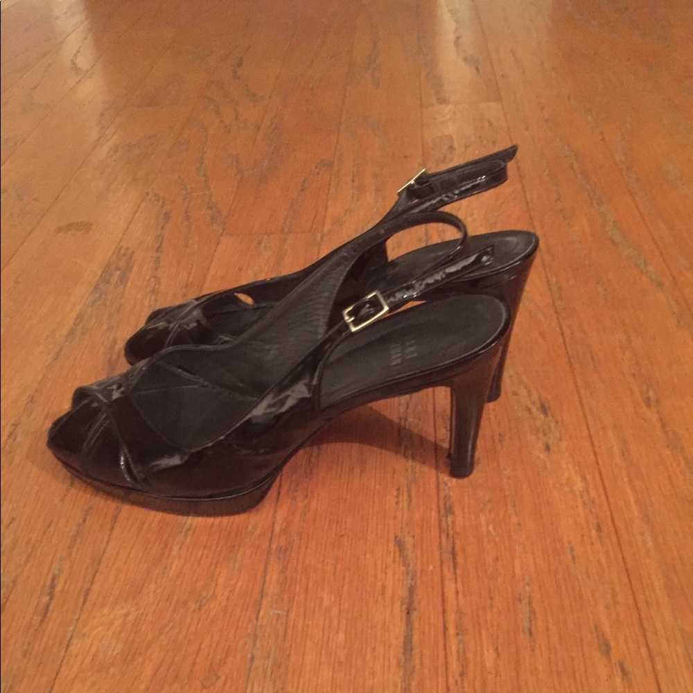 Stuart Weitzman Slingback Peep Toe Patent Leather